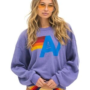 NWT Aviator Nation Unisex Logo Crew Sweatshirt Lavender XL